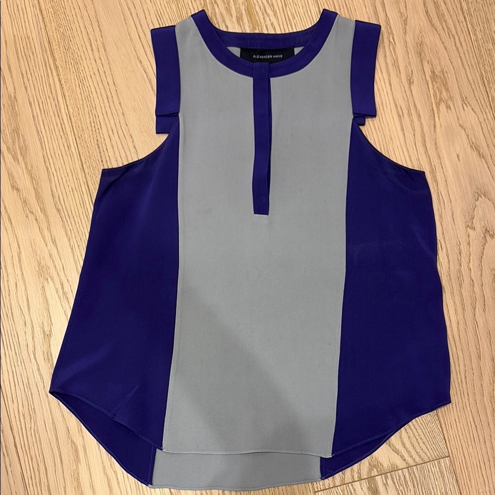 Alexander Wang Deep Purple and Grey silk tank top